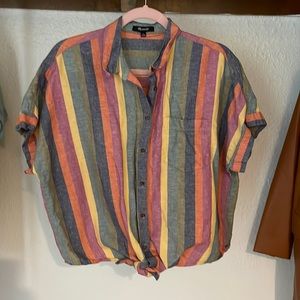 madewell Cotton/linen button up with tie